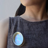 Circular Reflection Brooch with Abalone in Silver