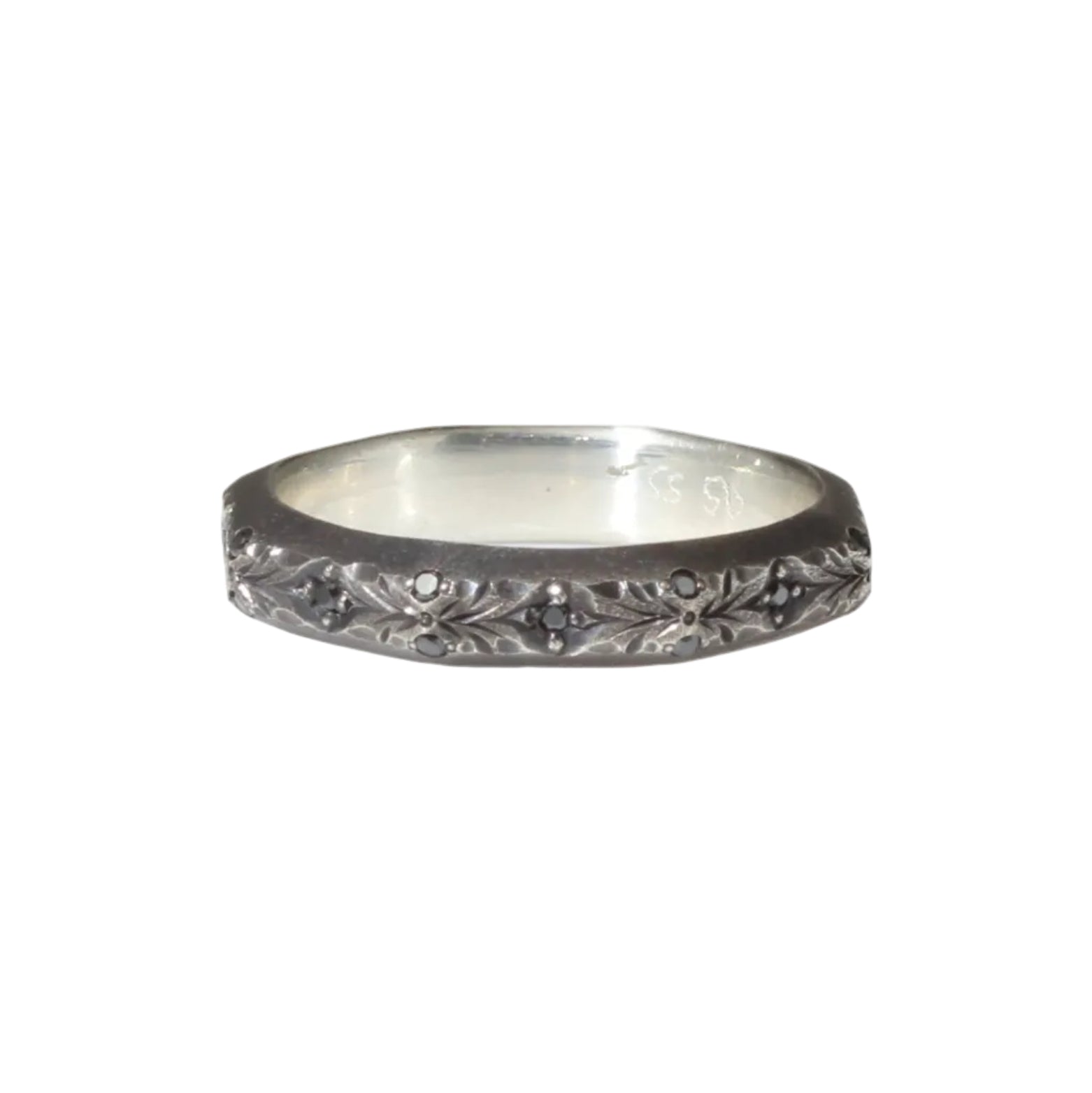 4mm August Eternity Band in Oxidized Silver