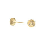 Small Topography Post Earrings with (6) White Diamonds in 14k Yellow Gold