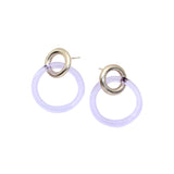 Double Circle Hoop Silver and Lilac Glass Earrings