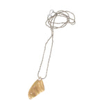 Mariposa Wing Pendant in Bronze and Silver with White Diamonds on Silver Chain