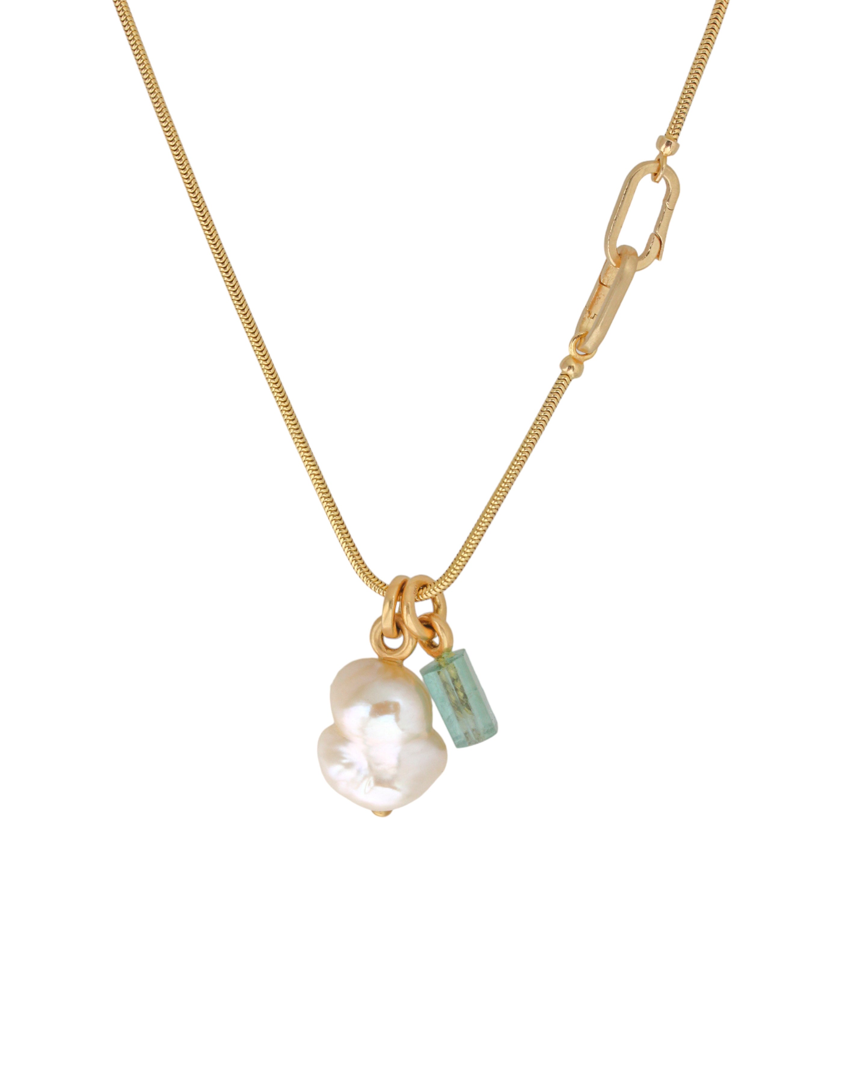 Baroque Pearl Charm Pendant in 18k Gold