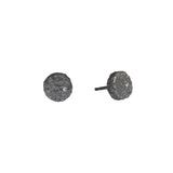 Small Topography Post Earrings with (2) White Diamonds in Oxidized Silver