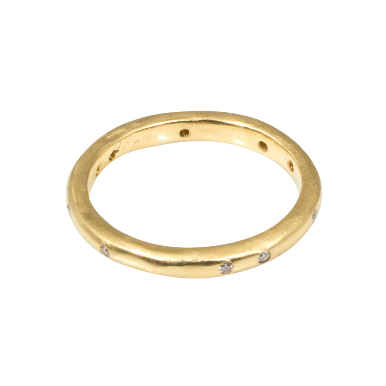 2.5mm Modeled Ring in 18k Yellow Gold with White Diamonds