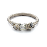 Raw Diamond Ring with Grey Diamonds in 18k White Gold