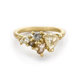 Raw Yellow Diamond Tumbling Cluster Ring in 18k Yellow Gold