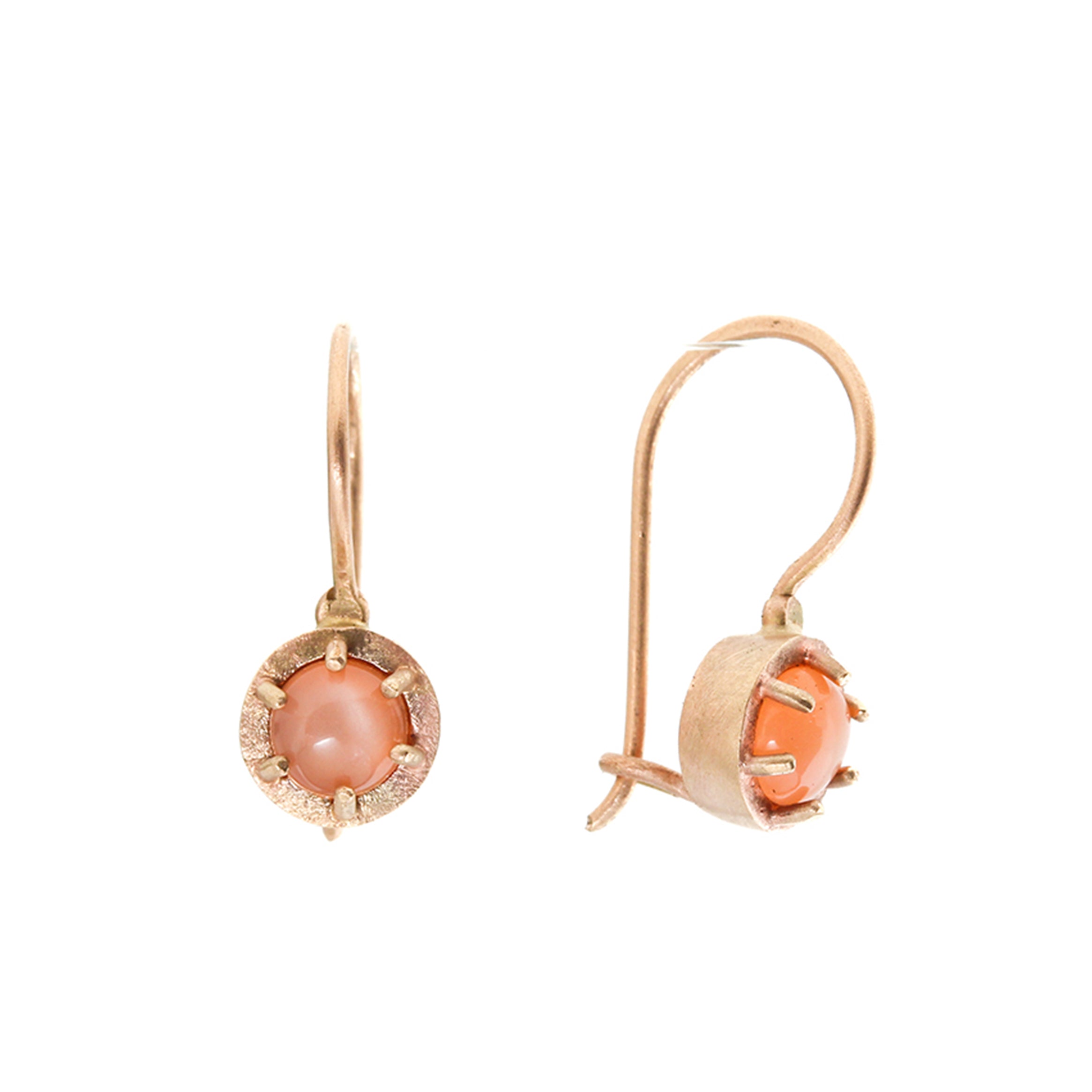 Prong Set Moonstone Earrings in 14k Gold