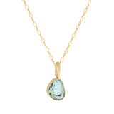 Organic Shape Rosecut Aquamarine Pendant in Silver and 18k Gold
