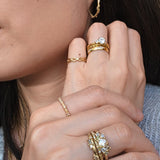 Heavy Pear Lace Ring in 18k Yellow Gold