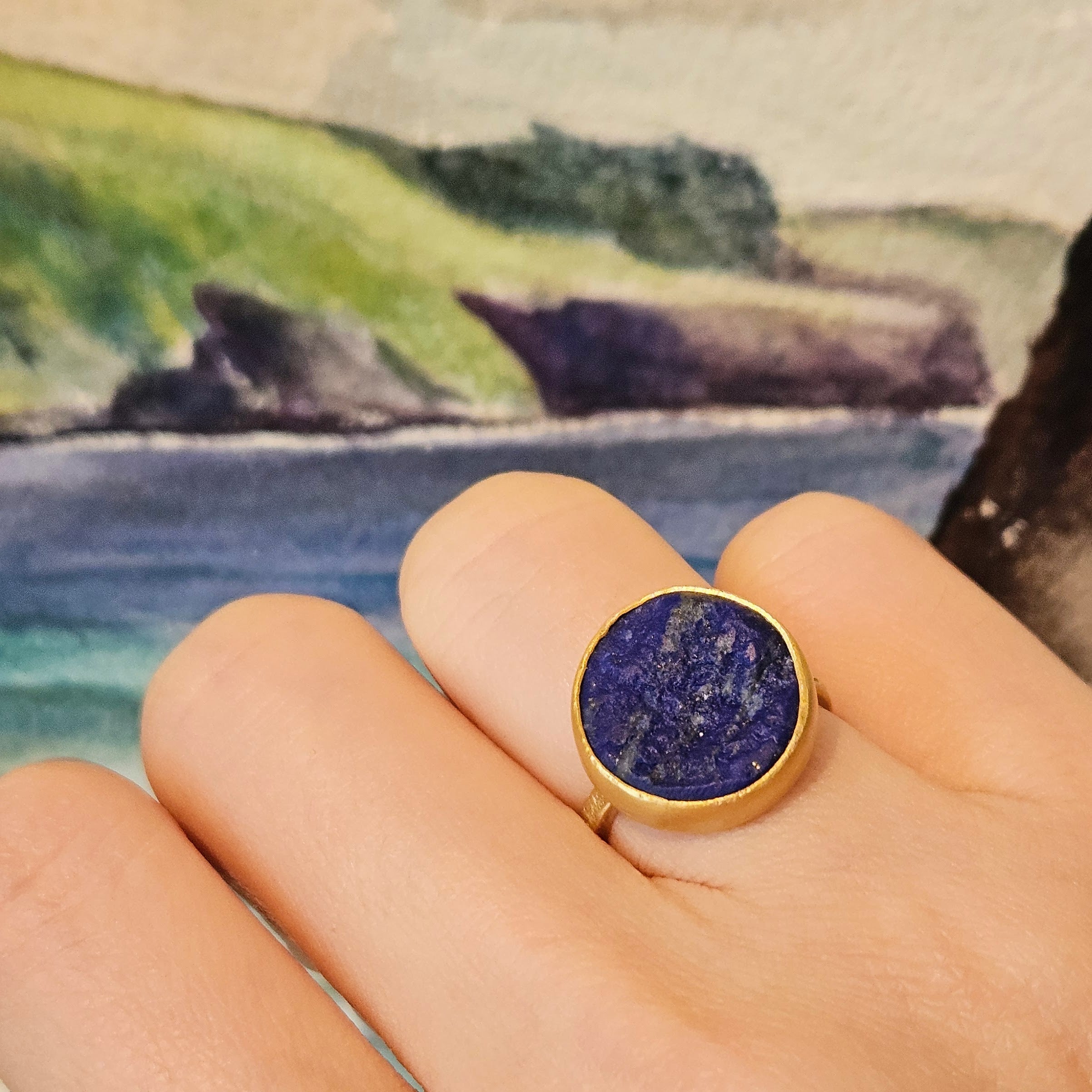 Rough Lapis Ring in 18k & 22k Yellow Gold