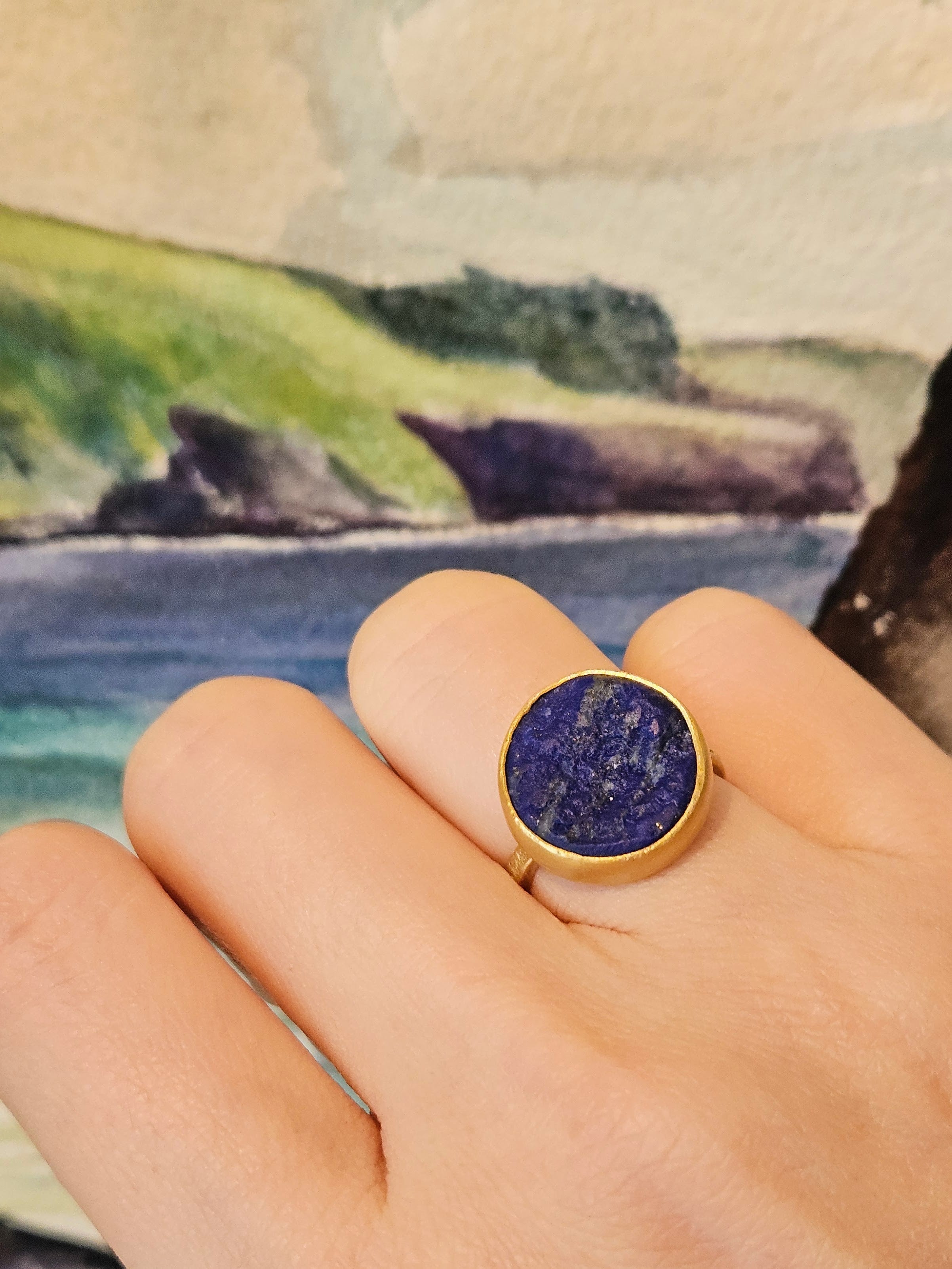 Rough Lapis Ring in 18k & 22k Yellow Gold
