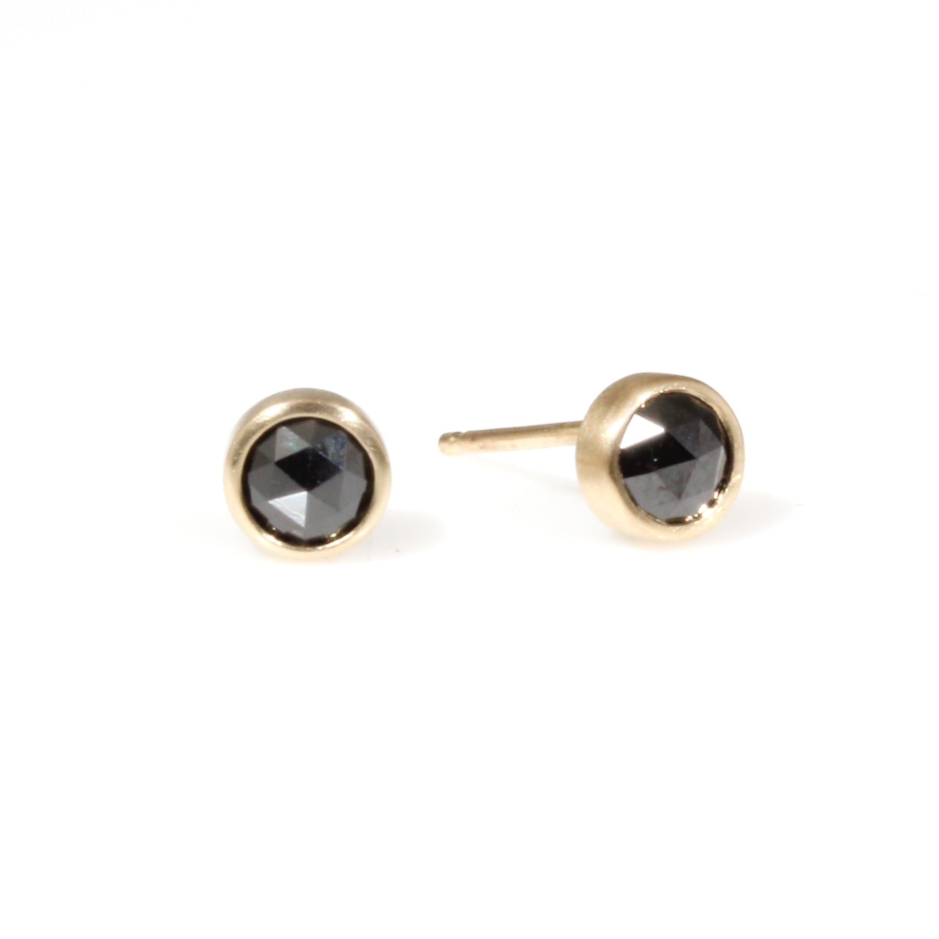 Rosecut Black Diamond Post Earrings in 14k Gold