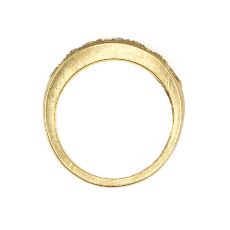 Pave Band Ring with Five Organic Rose Cut Diamonds in 18k Yellow Gold