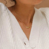 Small Curve Necklace with Diamonds in 14k Gold