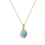 Organic Shape Aquamarine Pendant in 18k Gold and Brushed Silver
