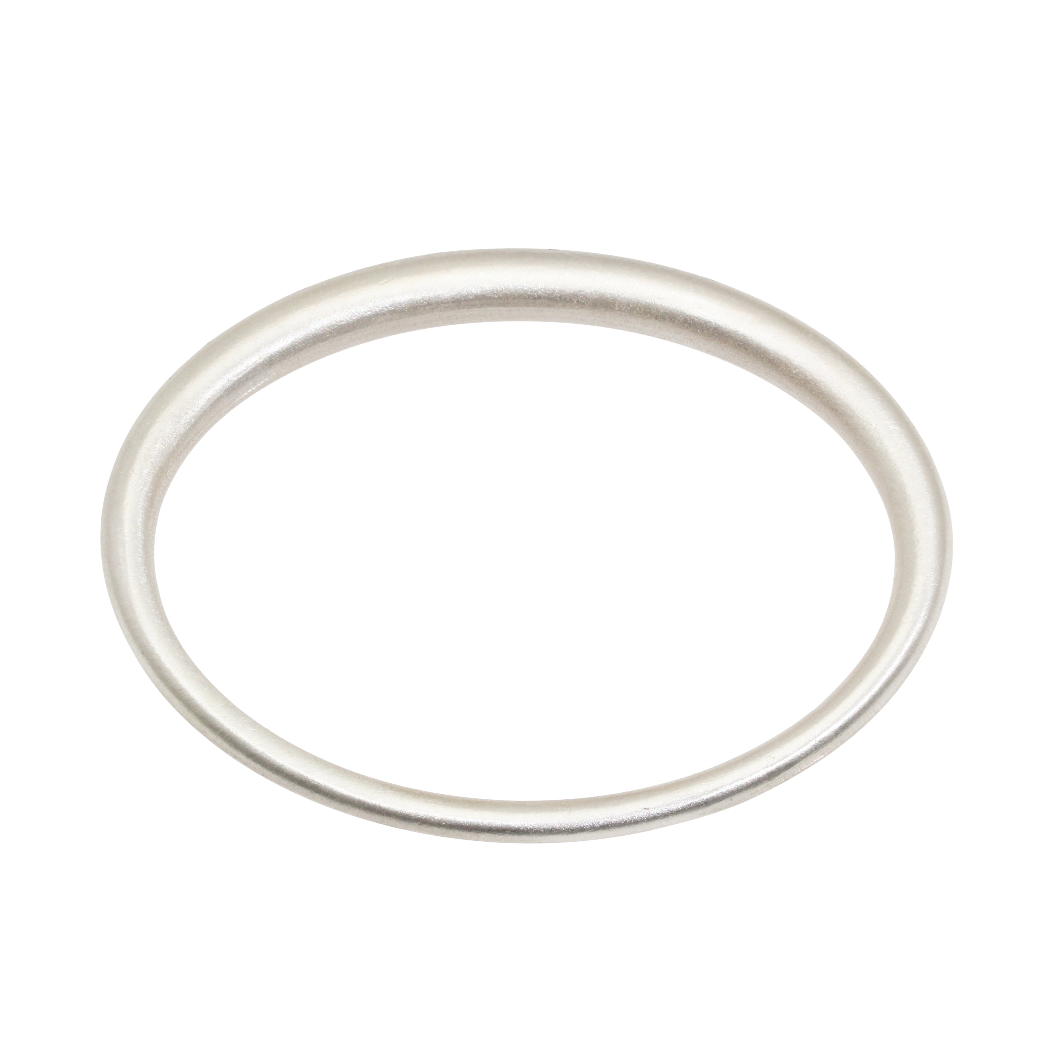 Oval Tapered Bangle in Brushed Silver with 12 Grey Diamonds