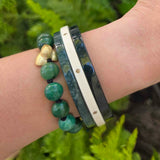 Natural Guatamalan Square Dusty Teal Green Jade Bangle