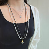 Dark Grey Tahitian Pearl Pendant with Cap and Bail in 18k Gold