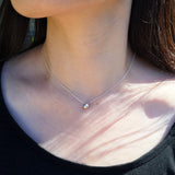 Hatachi Necklace in Brushed Silver with White Diamond on Silver Chain