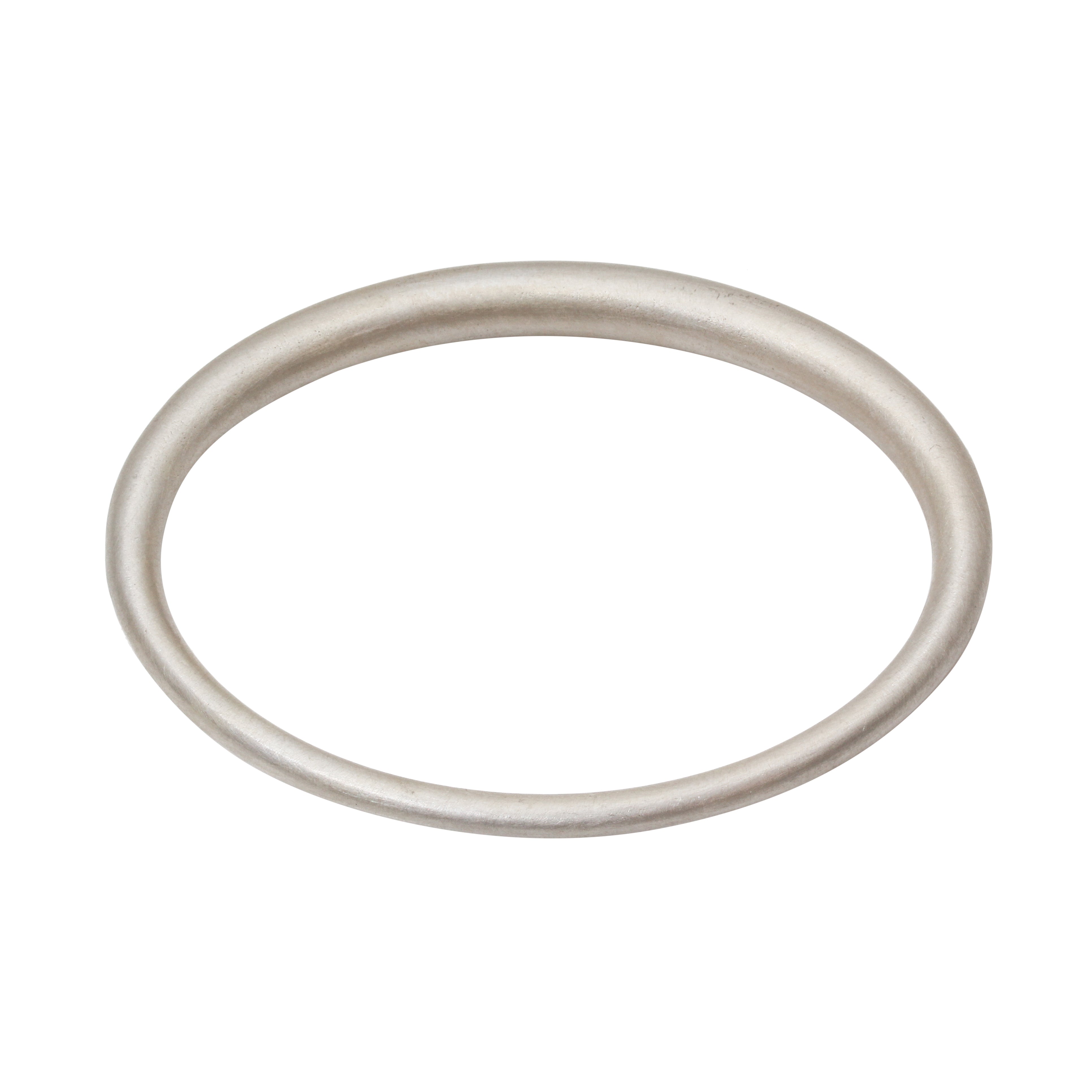 Tapered Oval Bangle in Brushed Silver