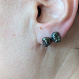 Space Drop Post Earrings in Oxidized Silver
