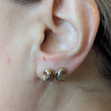 Space Drop Post Earrings in 14k Yellow Gold with Champagne Overlay Diamonds