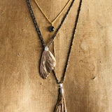 Mariposa Wing Pendant in Bronze and Silver with White Diamonds on Silver Chain