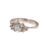 Sugar Lump Cluster Ring with Rosecut Diamond in Palladium White Gold