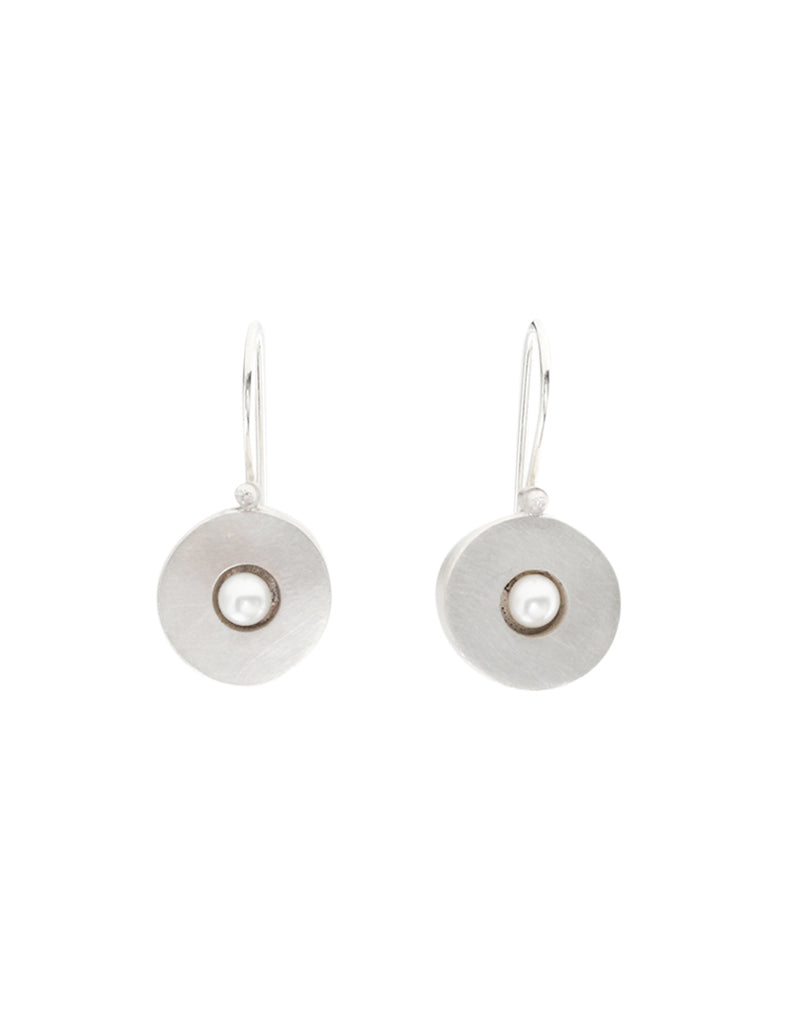Circle Earrings in Silver with Pearls