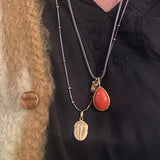 Gold Droplets Necklace in Oxidized Silver and 18k Gold