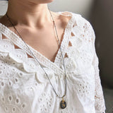 Gold Droplets Necklace in Oxidized Silver and 18k Gold