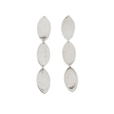 Three Tier Leaf Earrings in Brushed Silver