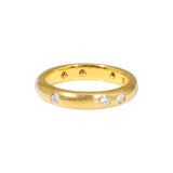 4mm Half Round Band in 22k Gold with 9 White Diamonds