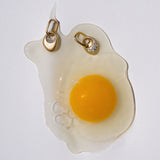 Medium Egg Drop Earrings in 18k Yellow Gold With White Diamonds