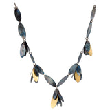 Petal Necklace in Oxidized Steel and 22k Gold Bi-Metal