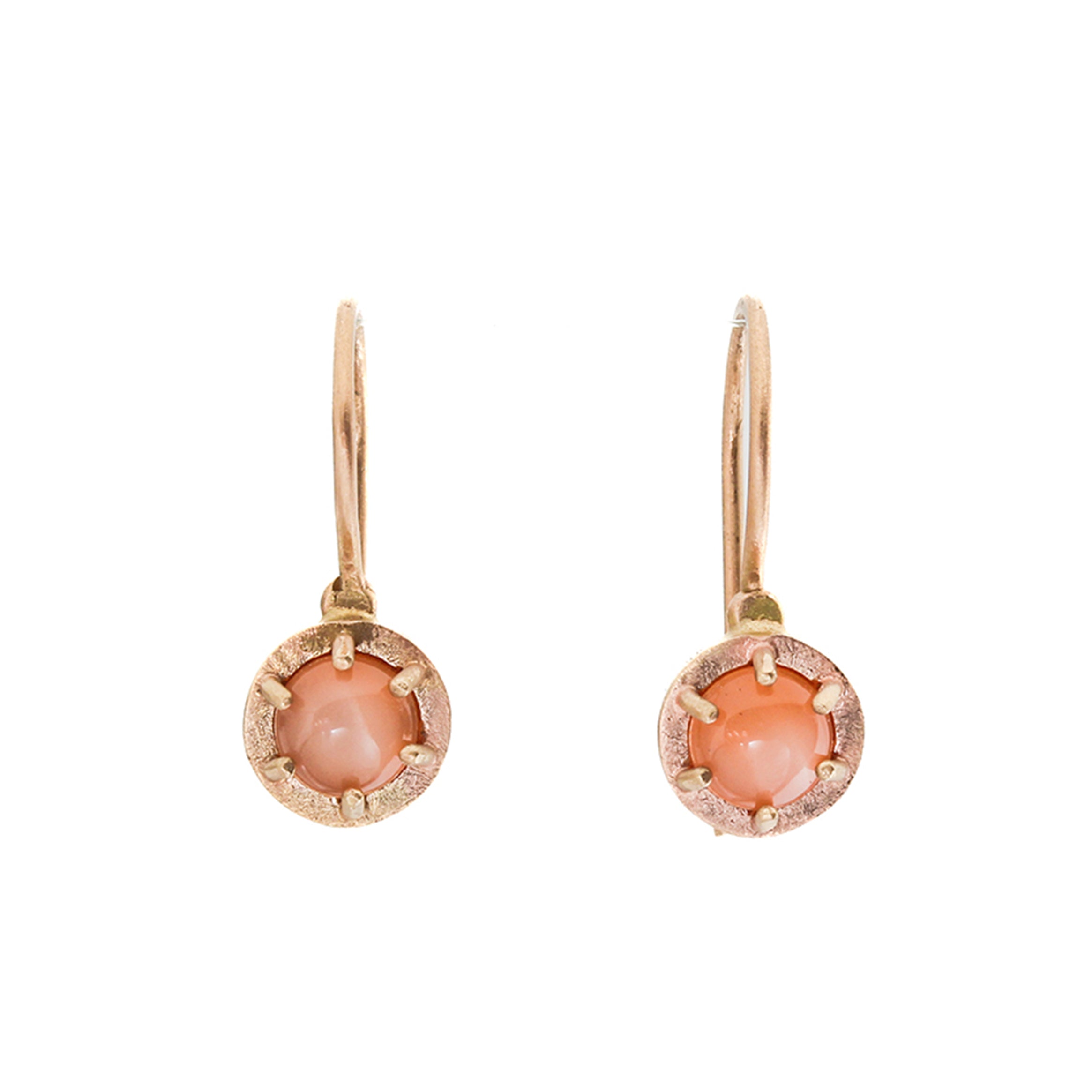 Prong Set Moonstone Earrings in 14k Gold