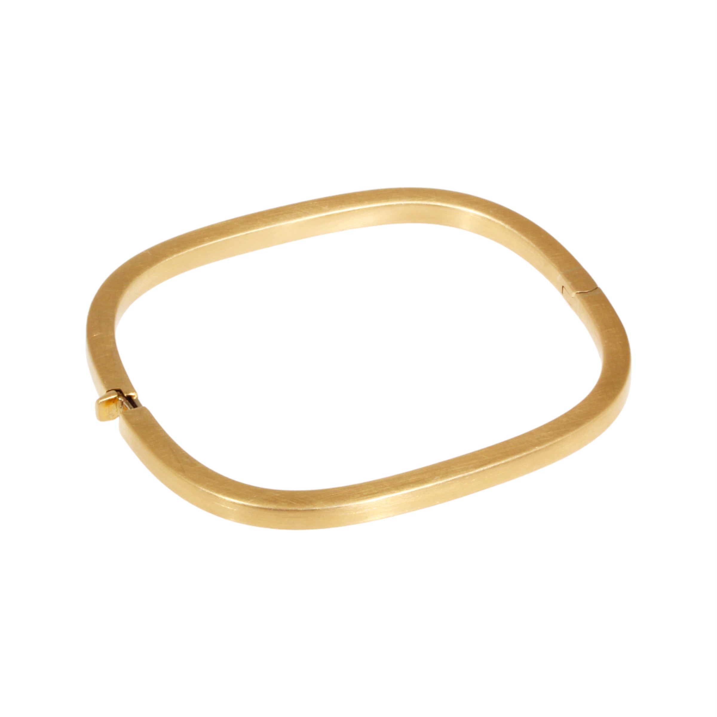 Cushion Shaped Hinged Bangle in 18k Gold