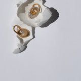 Medium Egg Drop Earrings in 18k Yellow Gold With White Diamonds