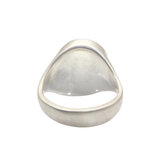 Organic Shaped Pave Signet Ring with Grey Diamonds in Brushed Silver