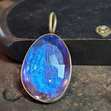 Quartz Morpho Pendant in 18k Yellow Gold with Oxidized Silver Backing