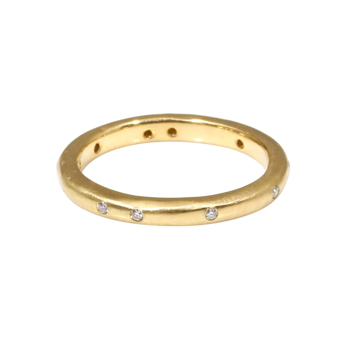 2.5mm Modeled Ring in 18k Yellow Gold with White Diamonds