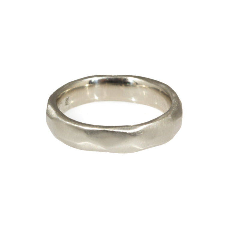 4mm Wide Facets Band in 14k White Gold